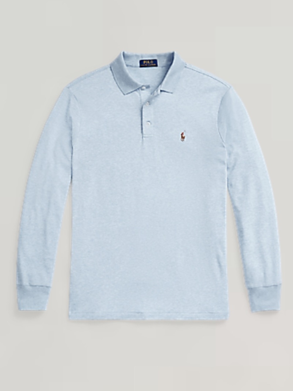 NWT ✨ Polo by Ralph Lauren Long Sleeve Polo Shirt - Light Blue Classic Fit -Med.
